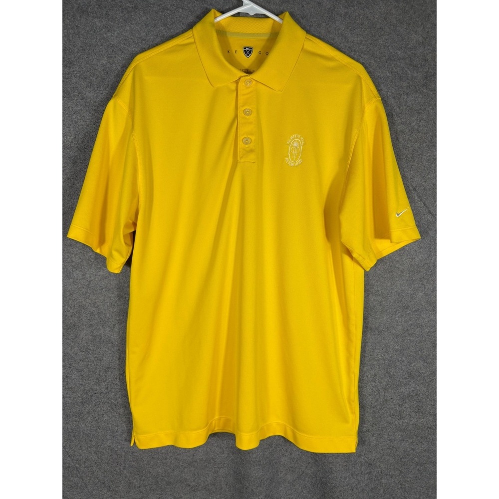 Nike Golf Mens Yellow Palmetto Hall Hilton Head Dri-FIT Polo Shirt L‎ 128898-703